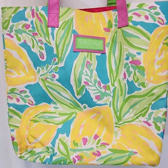 Lily Pulitzer For Estee Lauder Tropical Lemon Print Large Tote Bag - Picture 2 of 12